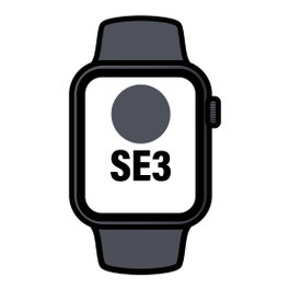 Apple Watch SE 3 GPS 44mm Aluminio Medianoche Correa Deportiva Negra S/M